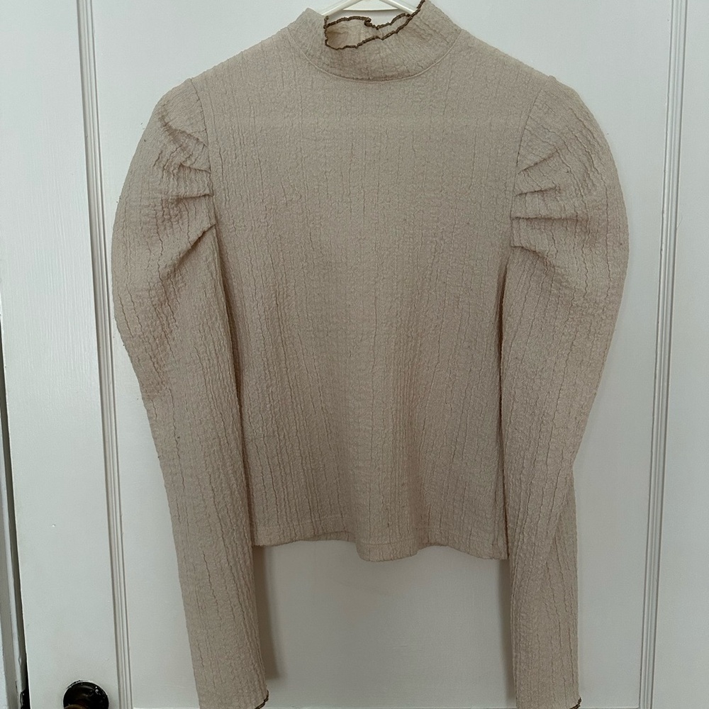Free People Textured Cream Top